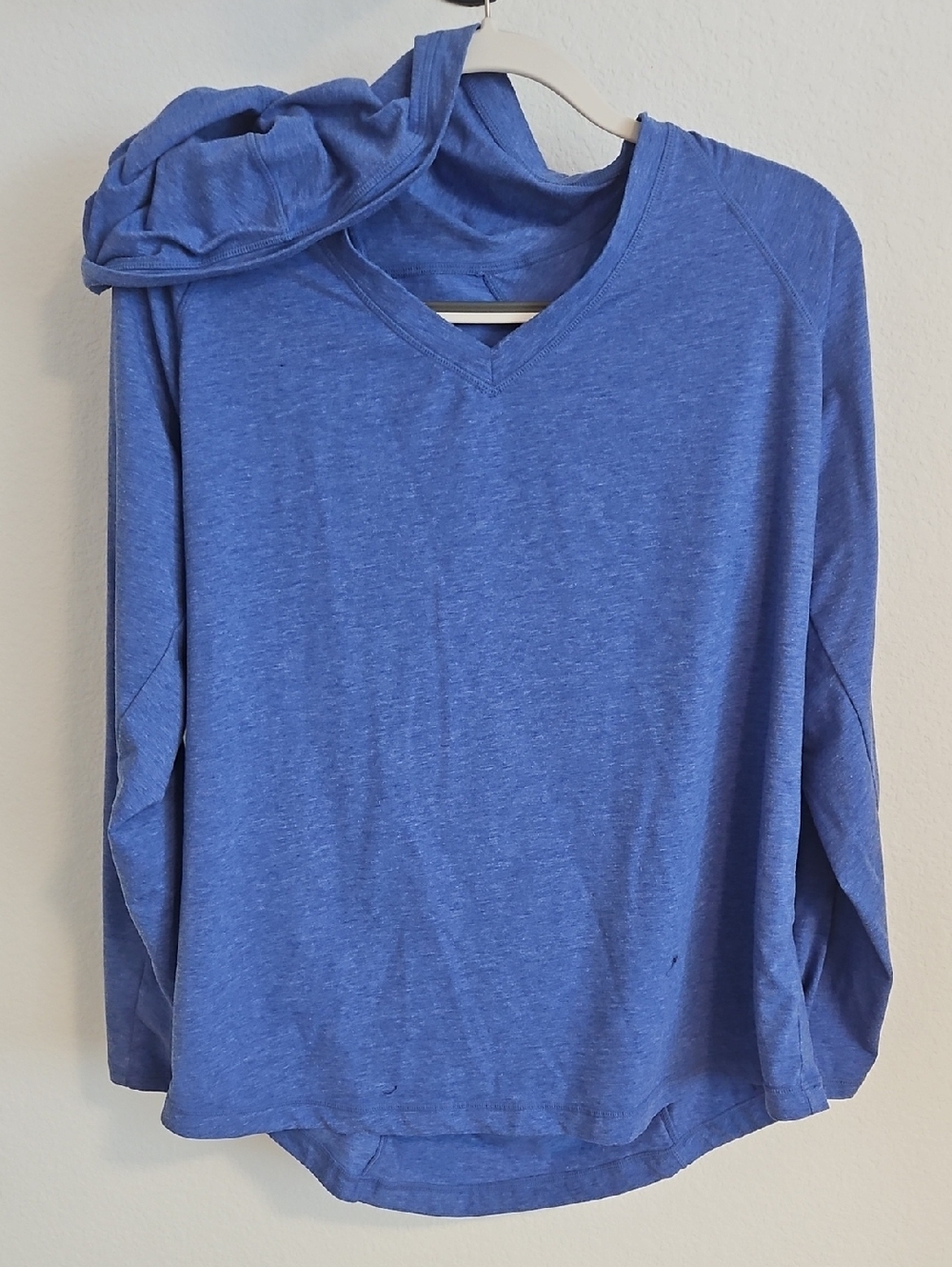 Zelle Lightweight Blue V-Neck Long Sleeve Hoodie Sz 1Xj 4
